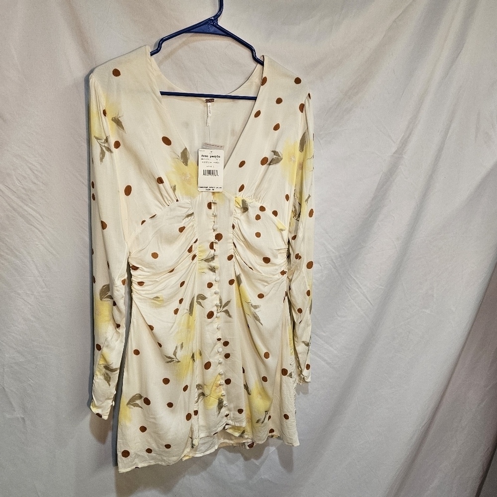 NWT Free People Date Night Sunshine Off-White Floral Mini Dress Size: Small